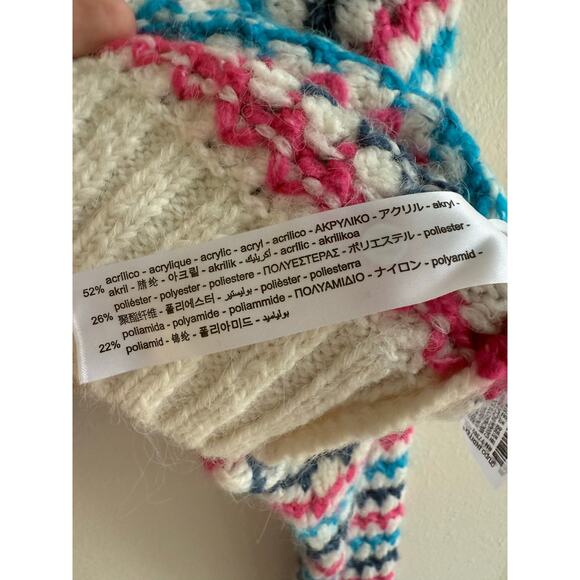 Zara NWT Chunky White Blue Pink Striped Knit Crewneck Pullover Sweater Medium - Picture 14 of 16